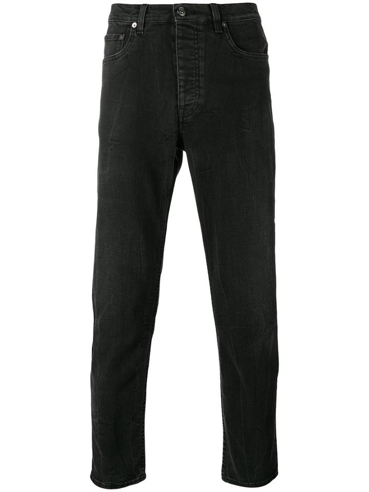 Acne Studios Cropped Straight Jeans, Men's, Size: 31, Black, Cotton/spandex/elastane
