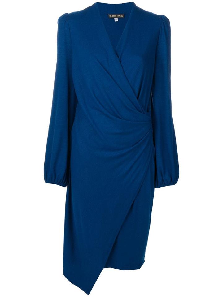 Plein Sud Gathered Detail Midi Dress - Blue