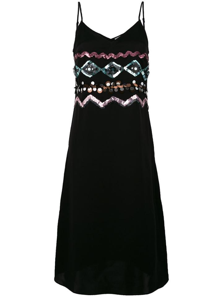 Coach Sequin Embellished Slip Dress - Black