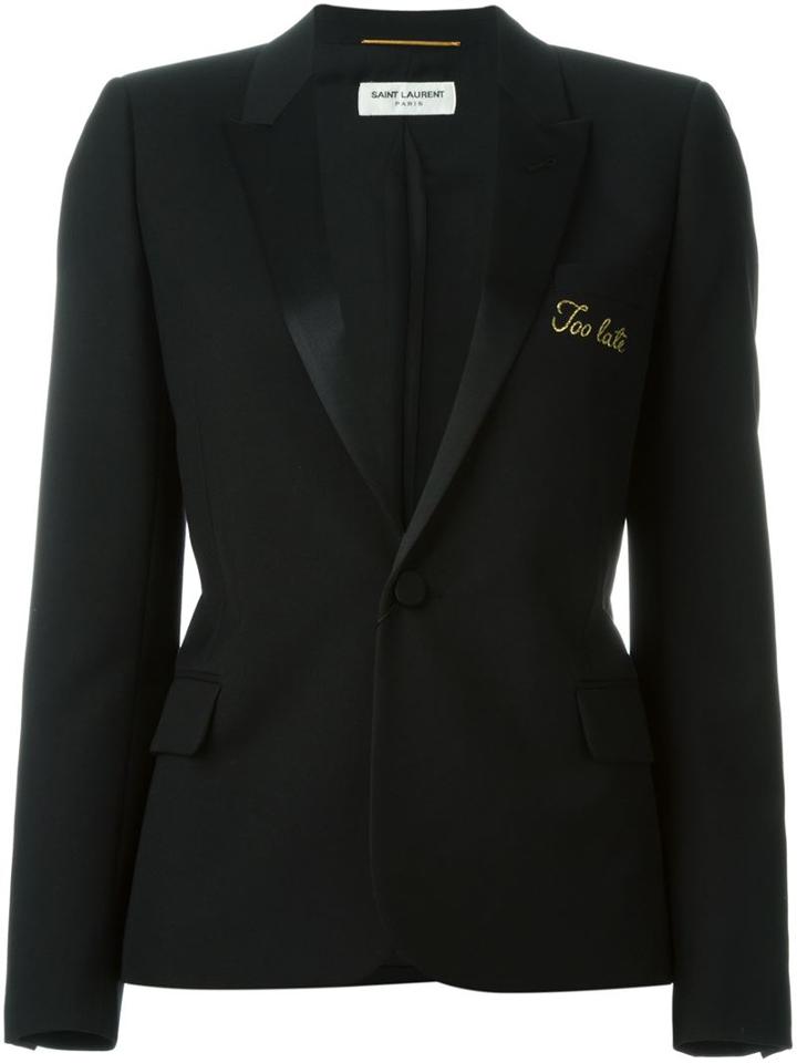 Saint Laurent Too Late Blazer, Women's, Size: 40, Blue, Silk/polyester/virgin Wool