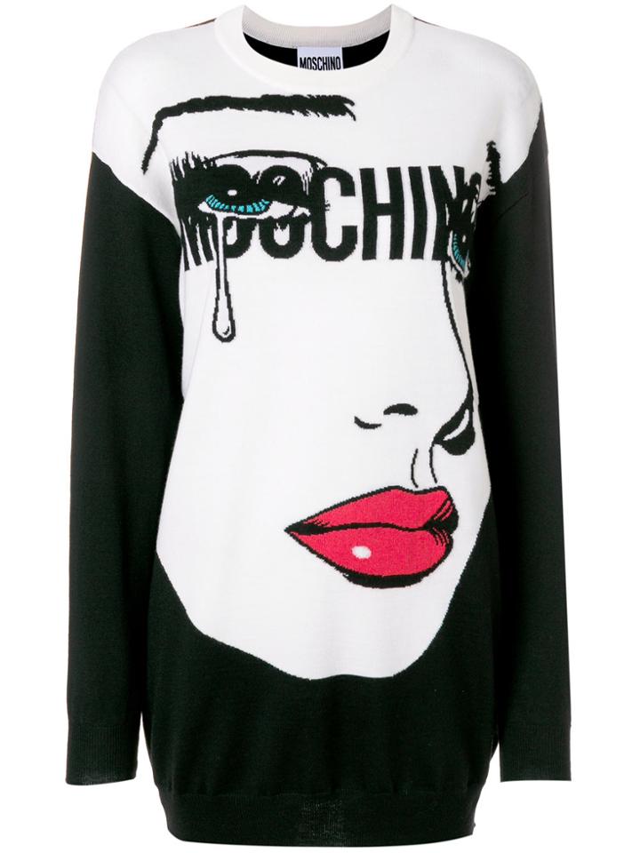 Moschino Pop Art Print Knitted Dress - Black