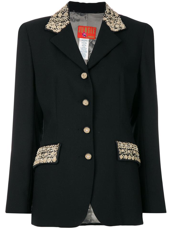 Kenzo Vintage Bead Embroidered Detailed Jacket - Black