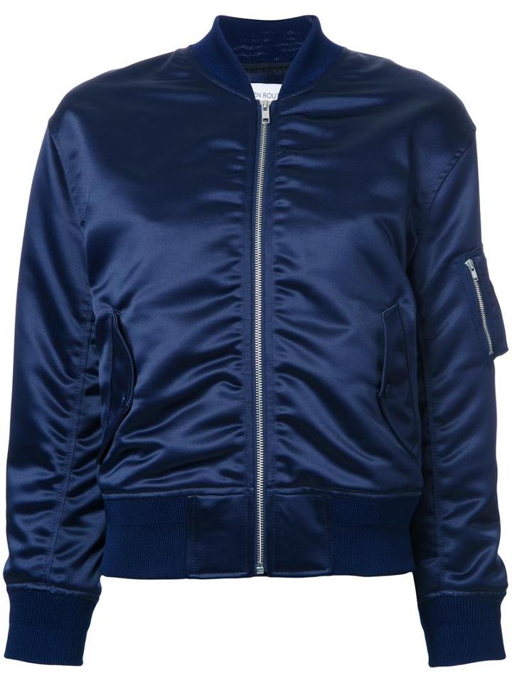 En Route Ruched Detail Bomber Jacket, Women's, Size: 2, Blue, Polyester