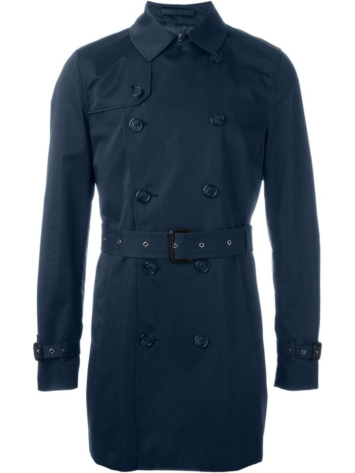 Corneliani Trench Coat, Men's, Size: 50, Blue, Cotton/polyamide