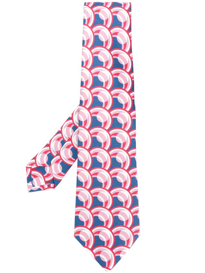 Kiton Circular Print Tie - Blue