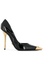 Versace Aurene Gold-tone Tip Pumps - Black