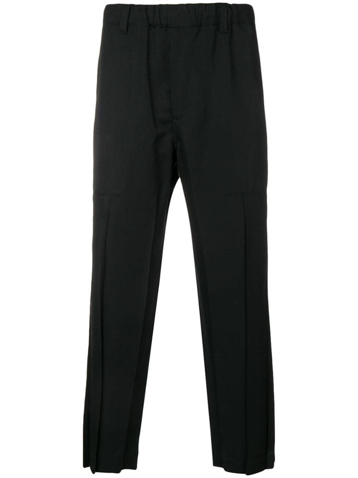 Issey Miyake Men Slouched Cropped Trousers - Black