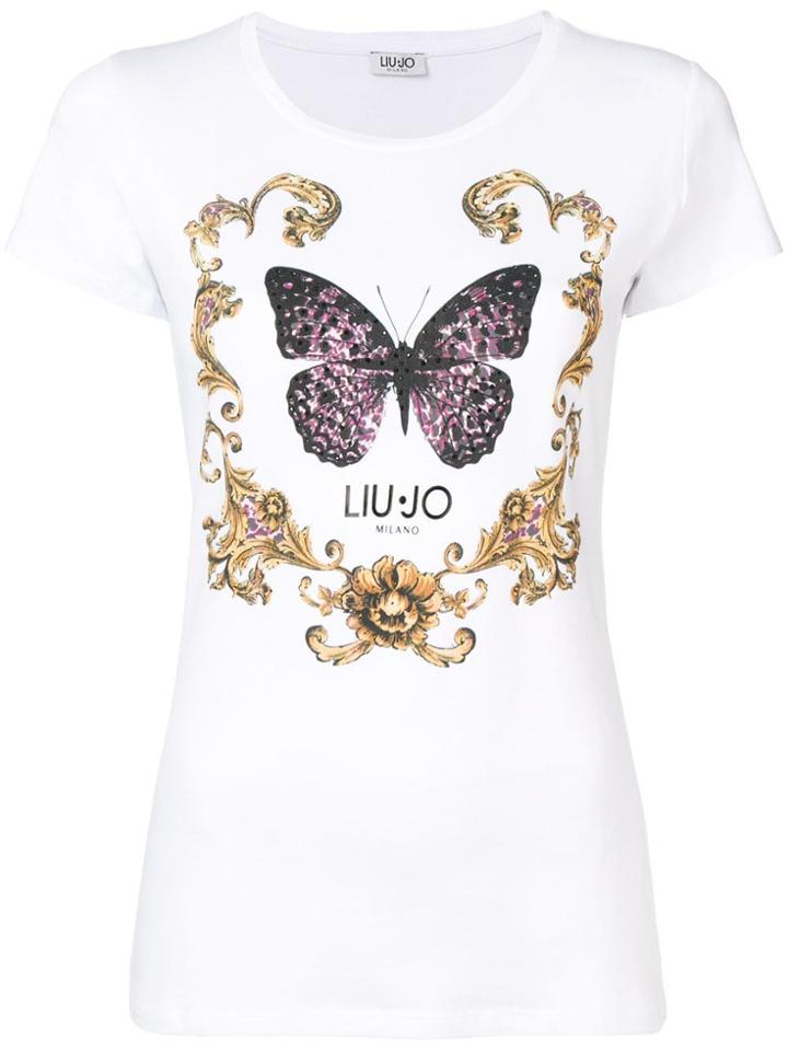 Liu Jo Baroque Butterfly Logo T-shirt - White