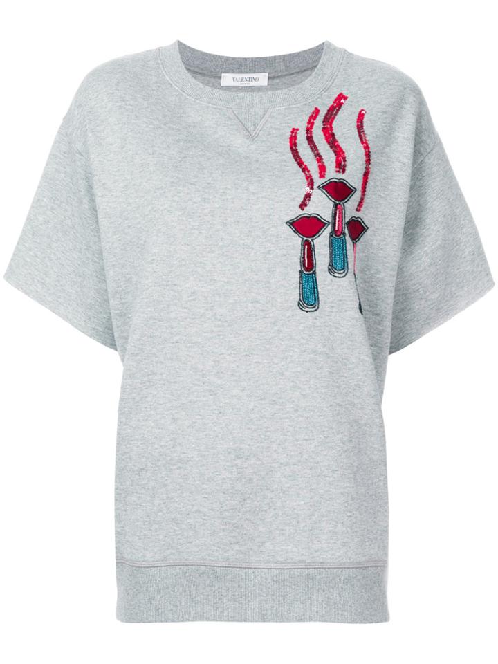 Valentino Embroidered Detail Sweatshirt - Grey