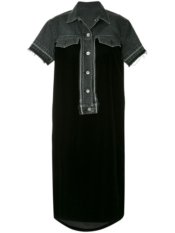 Sacai Denim Trimmed Dress - Black