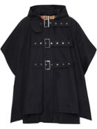 Burberry Triple Buckle Cotton Gabardine Cape Coat - Black