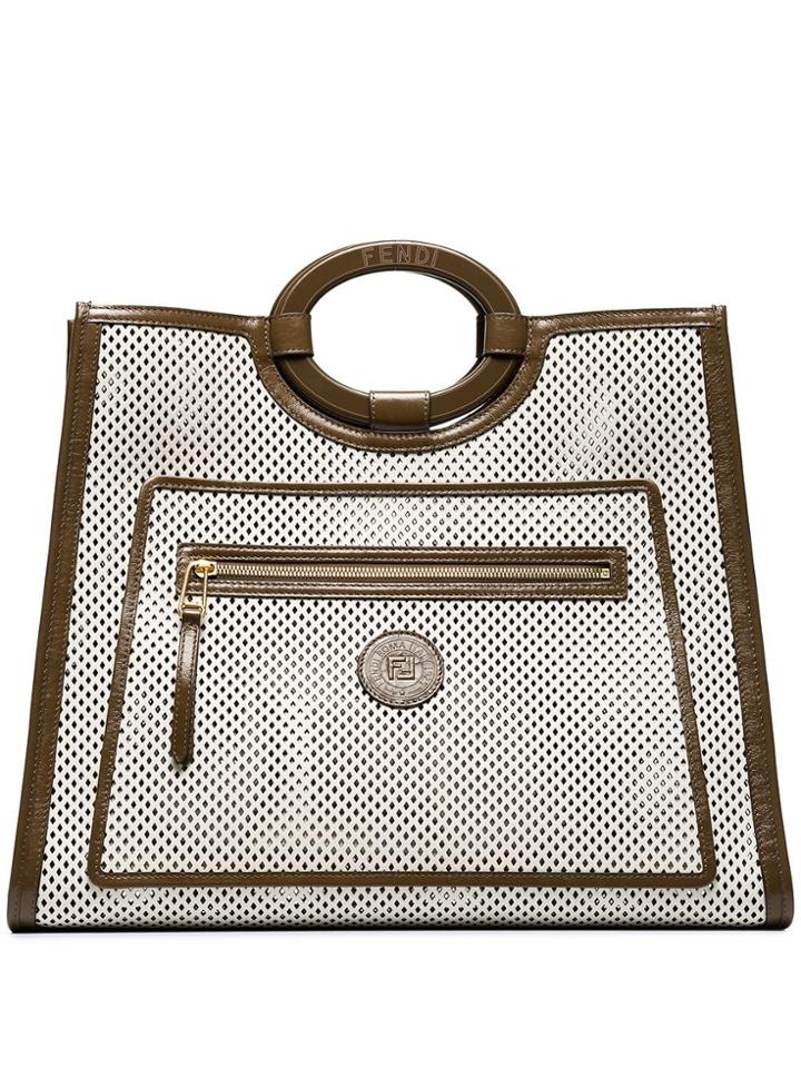 Fendi Runaway Mesh Perforated Tote - Brown