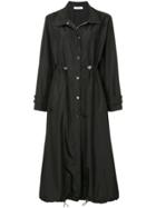 Versace Collection Long Drawstring Raincoat - Black