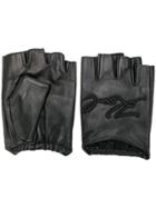 Karl Lagerfeld Fingerless Logo Gloves - Black