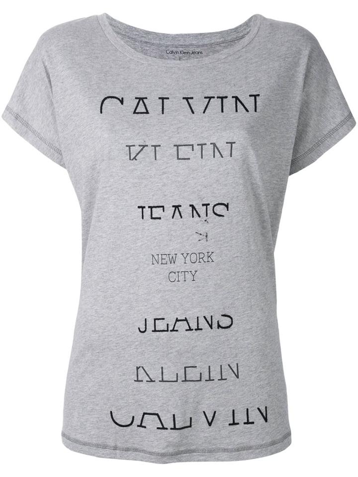 Calvin Klein Jeans Logo Print T-shirt, Women's, Size: Large, Grey, Cotton