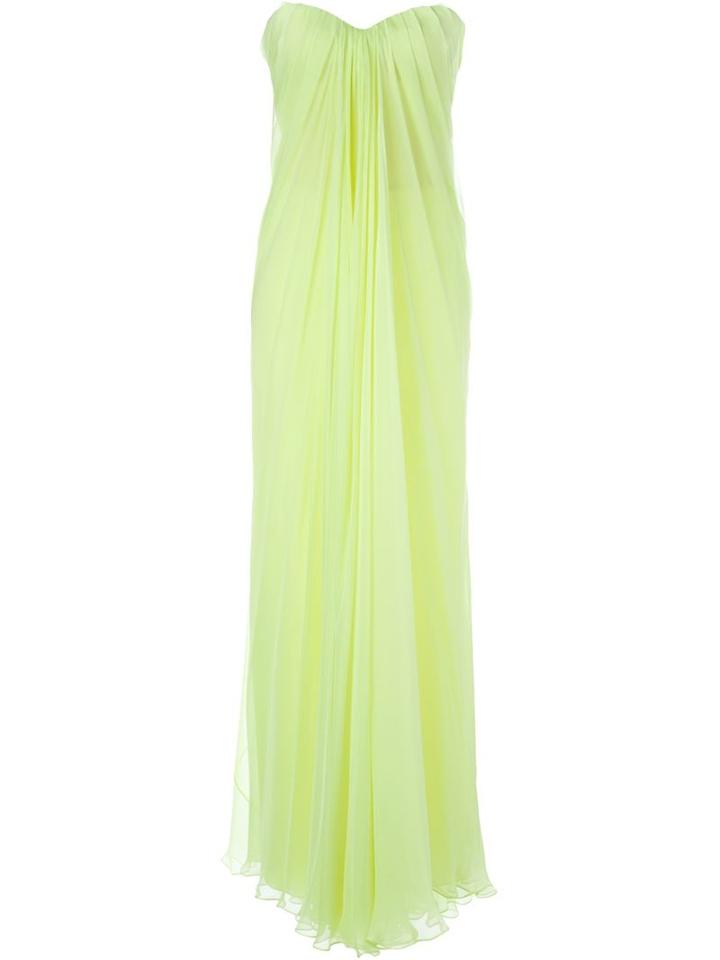 Alexander Mcqueen Draped Bustier Evening Dress, Women's, Size: 42, Yellow/orange, Silk/polyamide/spandex/elastane