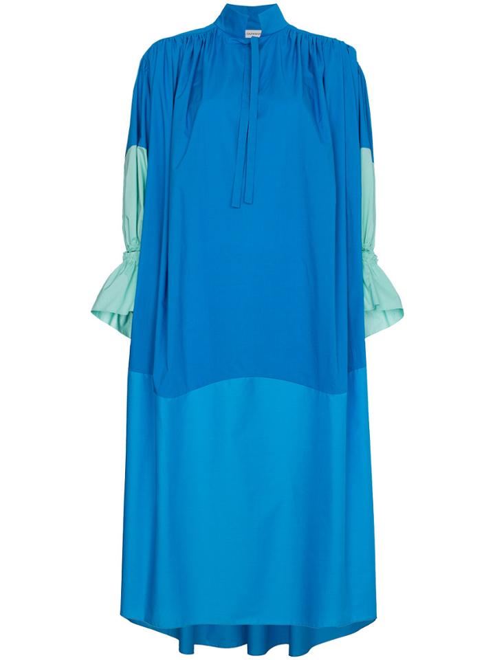 Vika Gazinskaya Blue Ruched Sleeve Dress