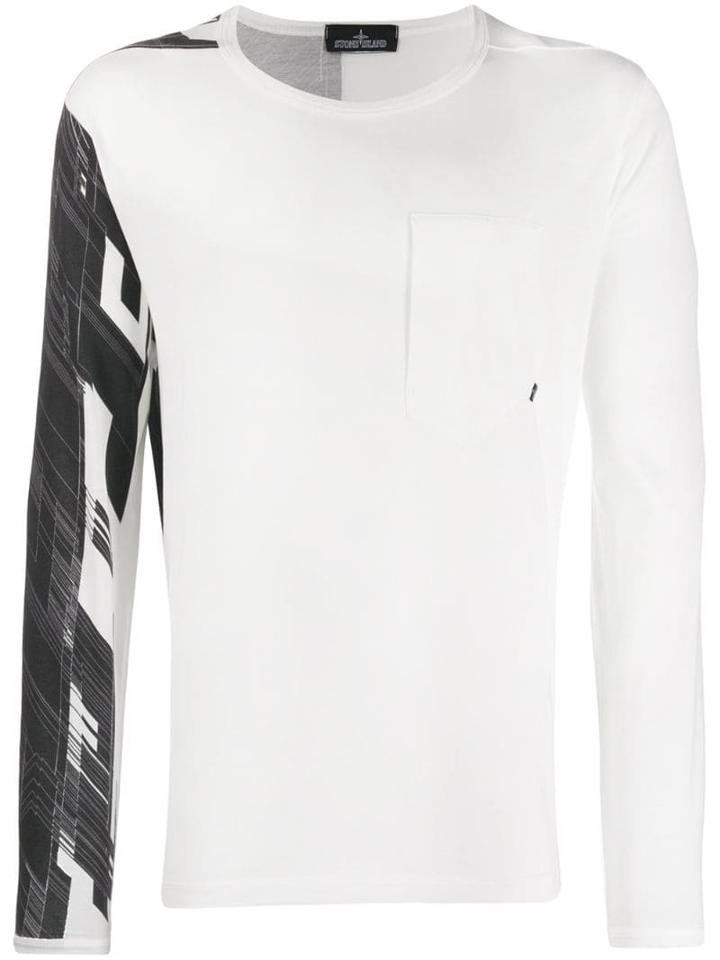 Stone Island Shadow Project Printed Long-sleeved T-shirt - White