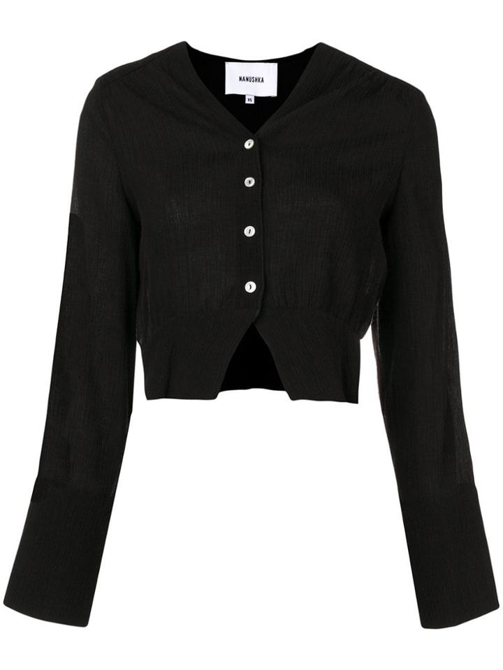 Nanushka Ruched Shoulder Cardigan - Black