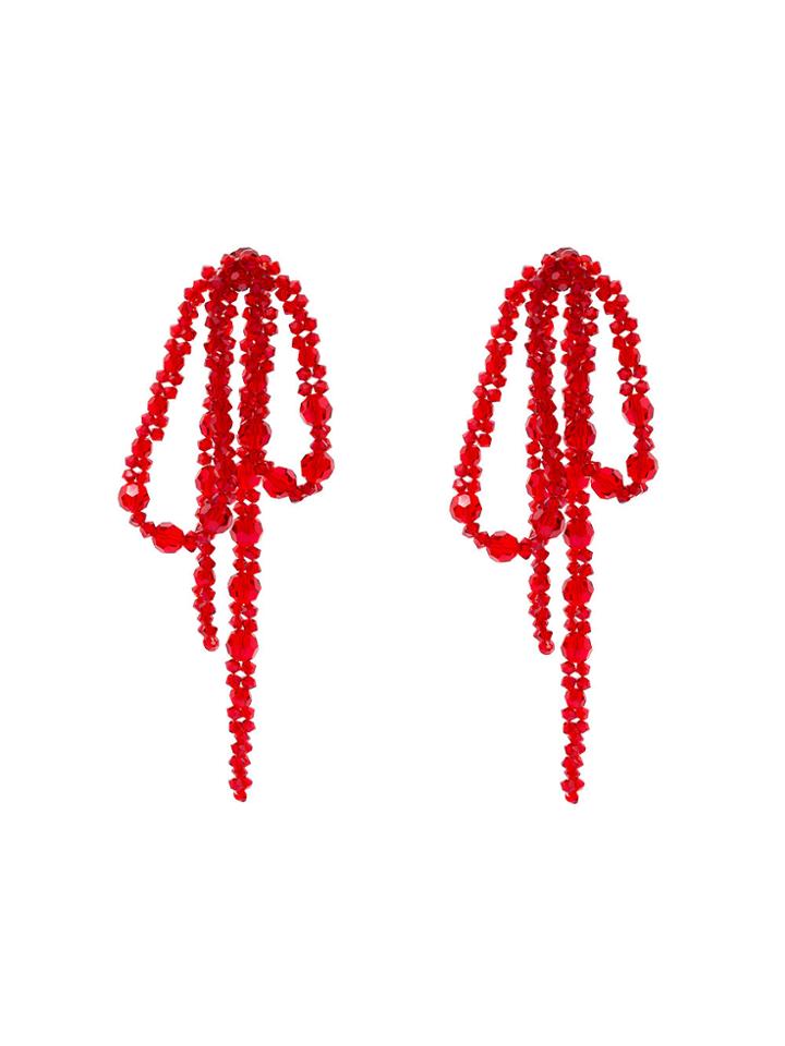 Simone Rocha Crystal Bow Earrings - Red