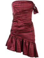 Alexandre Vauthier Strapless Houndstooth Dress - Red