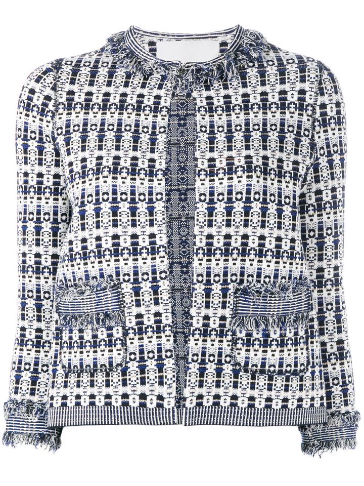 Giada Benincasa Patterned Open Front Jacket, Women's, Size: Small, Blue, Cotton/polyester/viscose