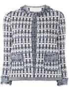 Giada Benincasa Patterned Open Front Jacket, Women's, Size: Small, Blue, Cotton/polyester/viscose