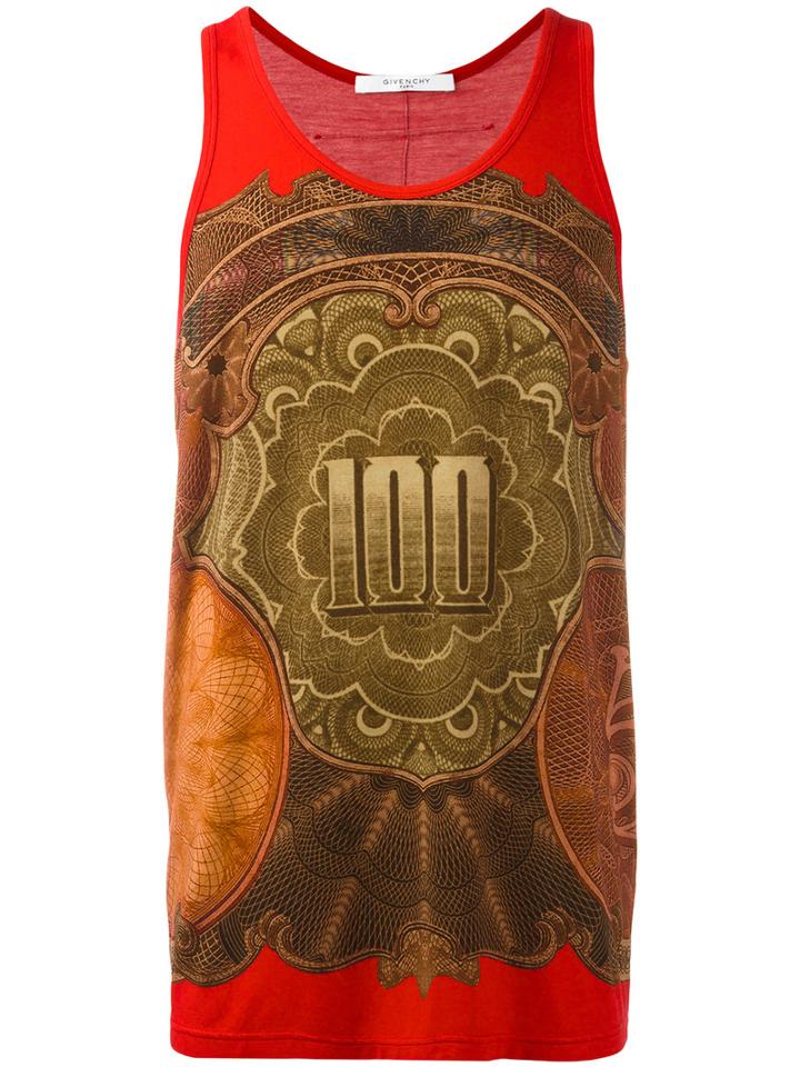Givenchy Dollar Print Tank Top, Men's, Size: Medium, Red, Spandex/elastane/viscose