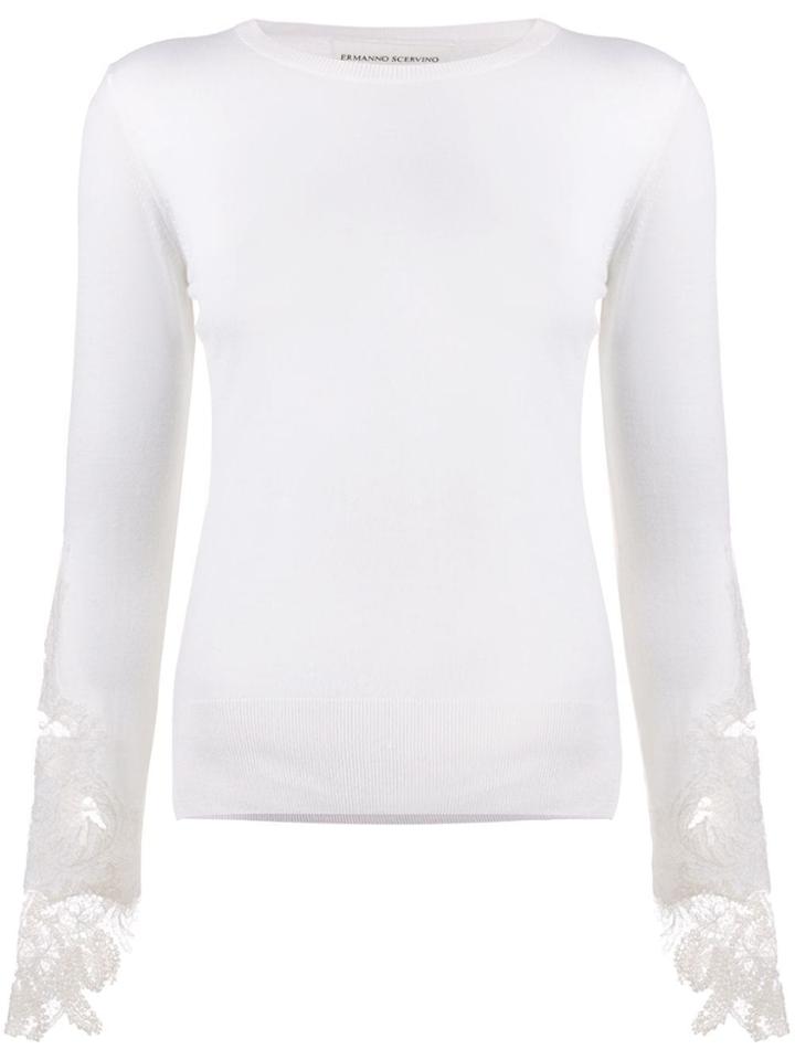 Ermanno Scervino Lace Insert Knitted Top - White