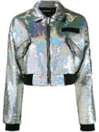 Filles A Papa 'chiara' Bomber Jacket, Women's, Size: 2, Grey, Polyester/pvc/viscose/spandex/elastane