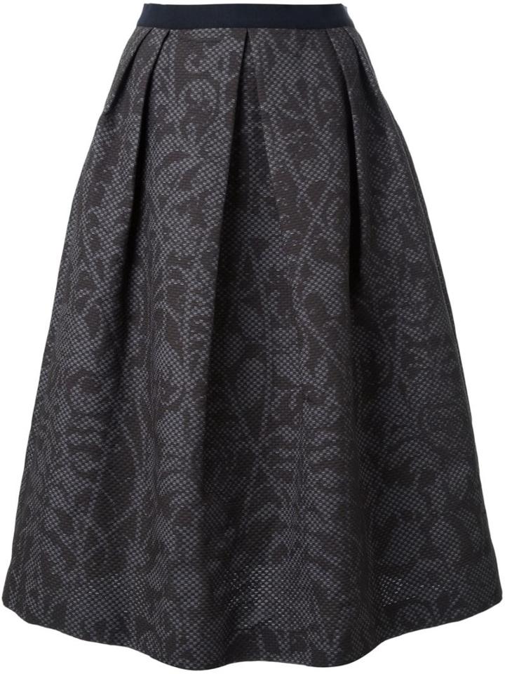 Scanlan Theodore Web Print Full Skirt, Women's, Size: 10, Green, Silk