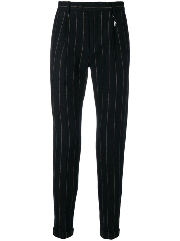 Manuel Ritz Chalk Stripe Trousers - Black