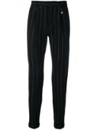 Manuel Ritz Chalk Stripe Trousers - Black