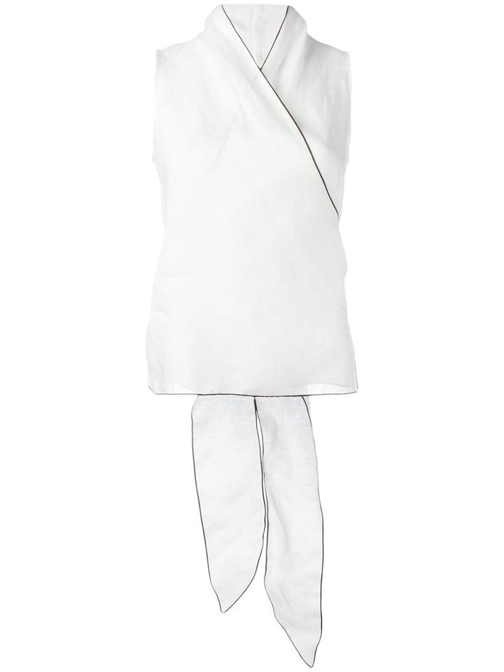 Max Mara Lined Wrap Top, Women's, Size: 42, White, Cotton/spandex/elastane/linen/flax