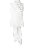 Max Mara Lined Wrap Top, Women's, Size: 42, White, Cotton/spandex/elastane/linen/flax