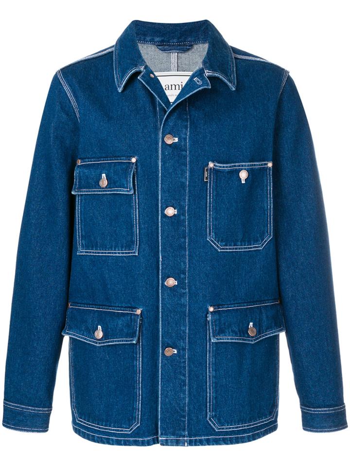 Ami Alexandre Mattiussi Buttoned Denim Jacket - Blue