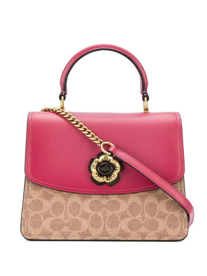 Coach Floral Plaque Top Handle Bag - Pink
