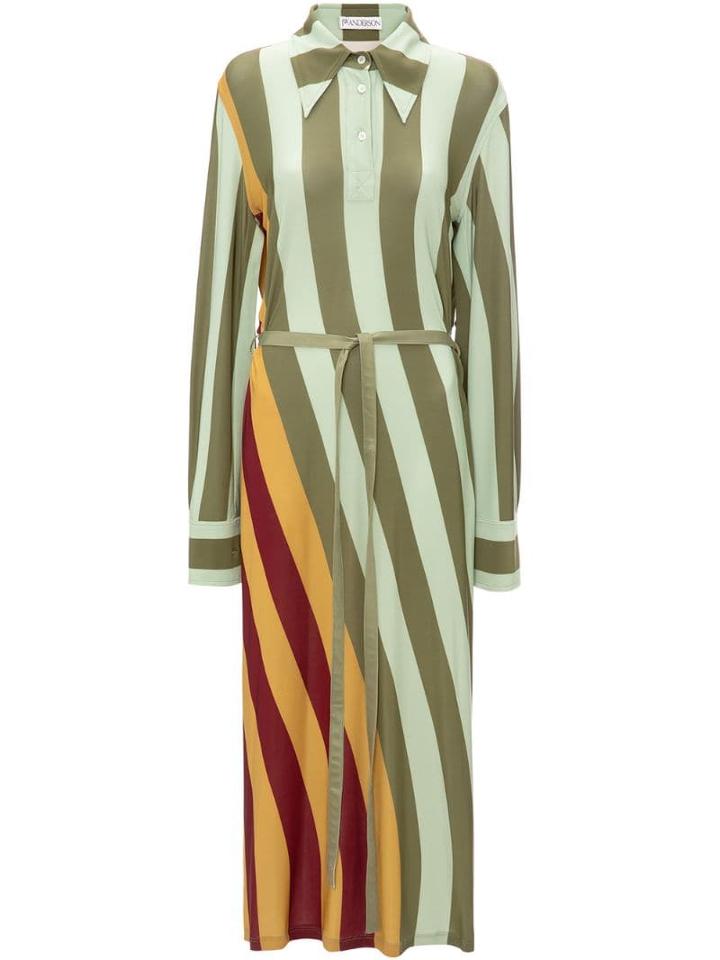Jw Anderson Warped Stripe Print Polo Dress - Purple
