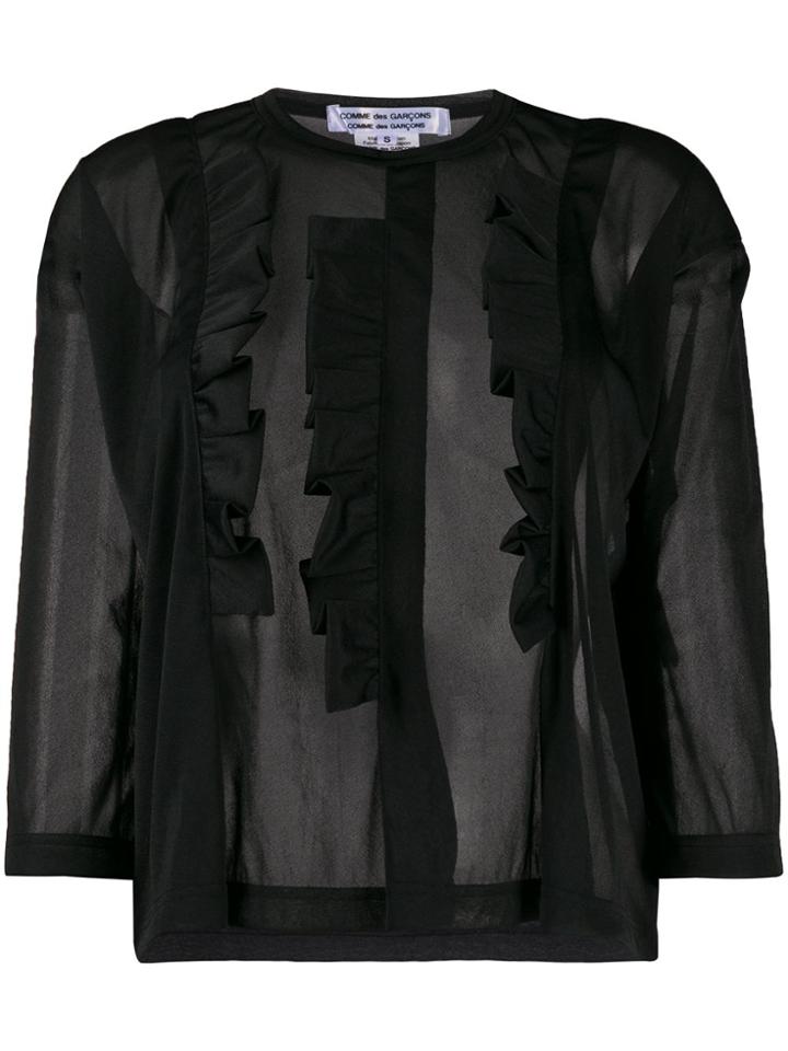 Comme Des Garçons Comme Des Garçons Sheer Ruffle Top - Black