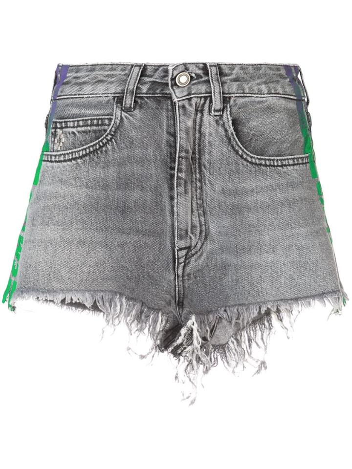 Marcelo Burlon County Of Milan Ripped Denim Shorts - Blue