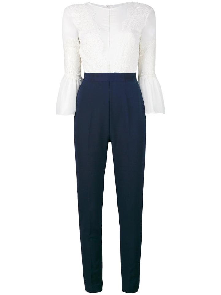 Perseverance London - Lace Jumpsuit - Women - Cotton/nylon/polyester/rayon - 10, Blue, Cotton/nylon/polyester/rayon