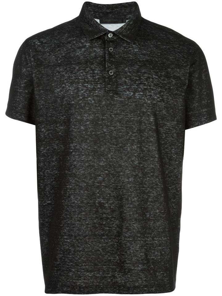 Calvin Klein Collection Flocked Polo Shirt, Men's, Size: Medium, Black, Linen/flax/cotton