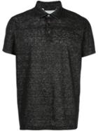 Calvin Klein Collection Flocked Polo Shirt, Men's, Size: Medium, Black, Linen/flax/cotton