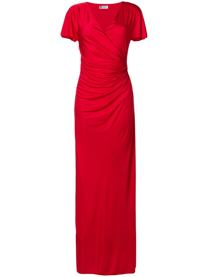 Lanvin Draped V-neck Gown - Red