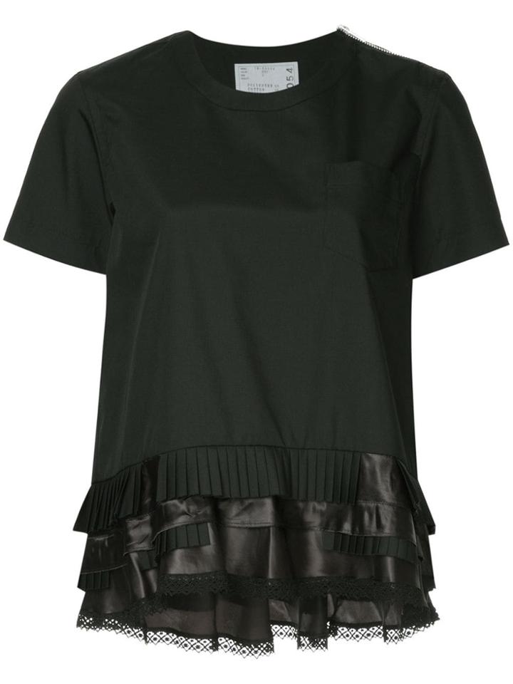 Sacai Pleated Hem T-shirt - Black