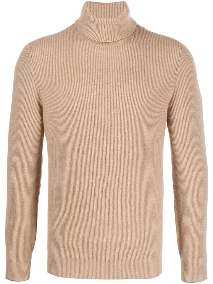 Brunello Cucinelli Ribbed Roll Neck Jumper - Brown