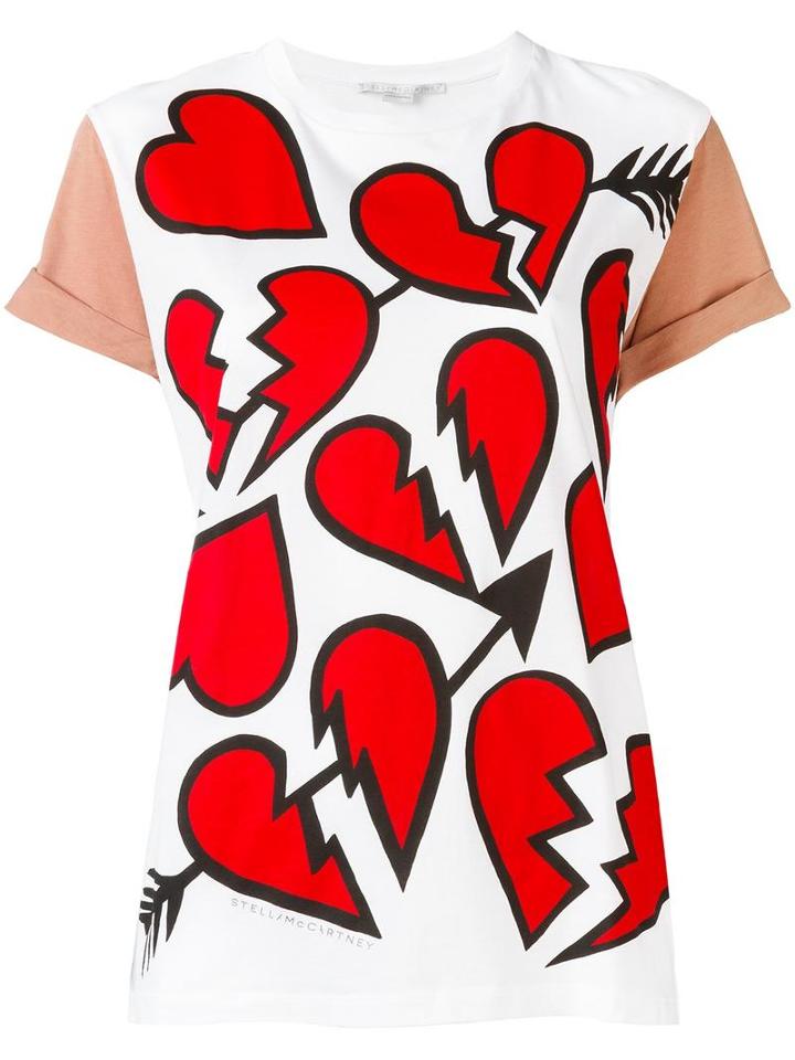 Stella Mccartney Hearts Pattern T-shirt, Women's, Size: 38, White, Cotton