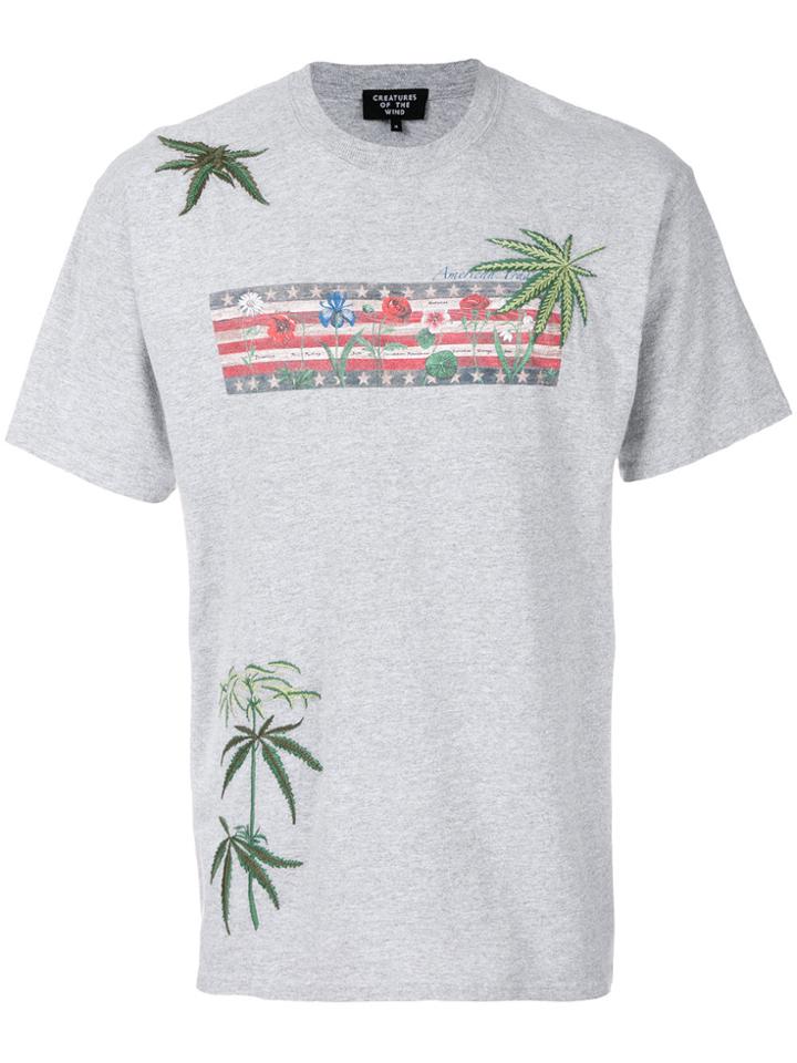 Creatures Of The Wind Leaf Embroidered T-shirt - Grey
