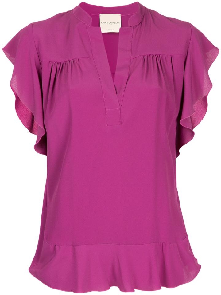 Erika Cavallini Flounce Detail Blouse - Pink & Purple