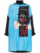 Yohji Yamamoto Portrait And Text Print Shirt - Blue